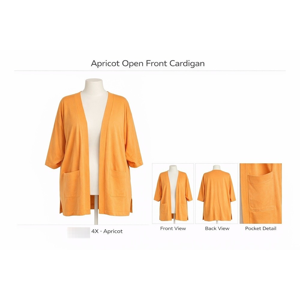 Isaac Mizrahi Live! Womens Apricot Open Front Sweater Cardigan 4X A398795 Orange